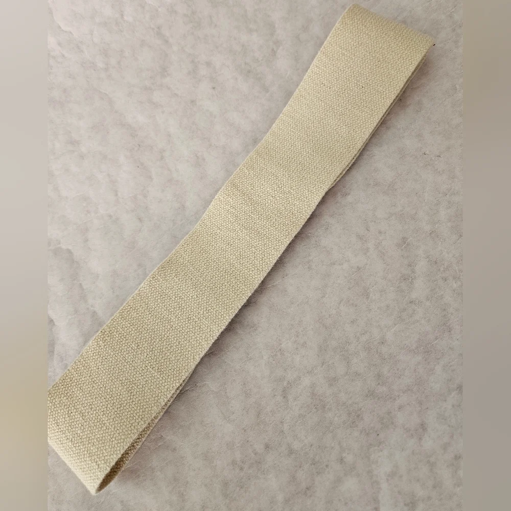 J. Crew Belt Neutral Canvas Wide Belt Gold Leather - Picture 4 of 4